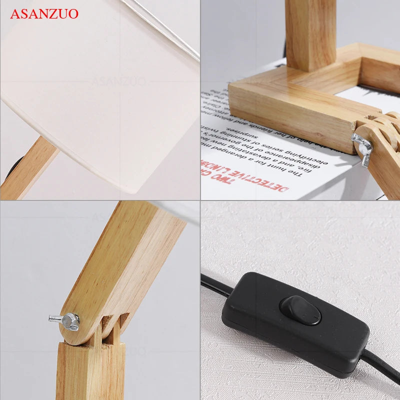 Nordic Art Wooden Robot Shaped Table Lamp