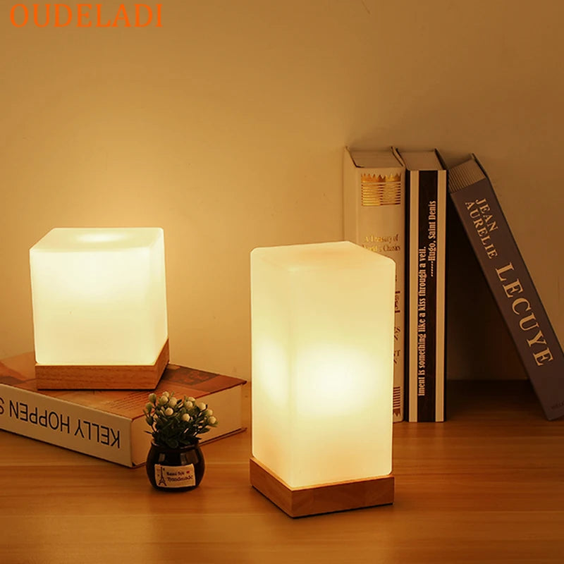 Modern bedroom table lamp solid wood