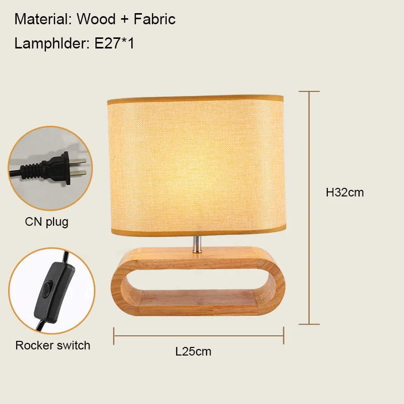Wooden Table Lamp For Bedroom