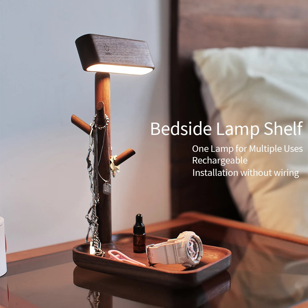 Nordic Wood LED Desk Lamp Branches Storage