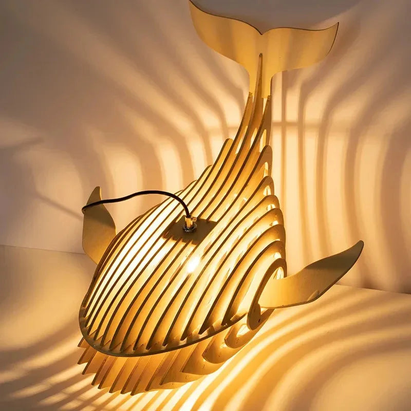 Wooden Art Fish E27 Led Pendant Light