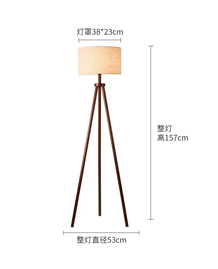 Tripod Design Wood E27 Led Floor Lamp