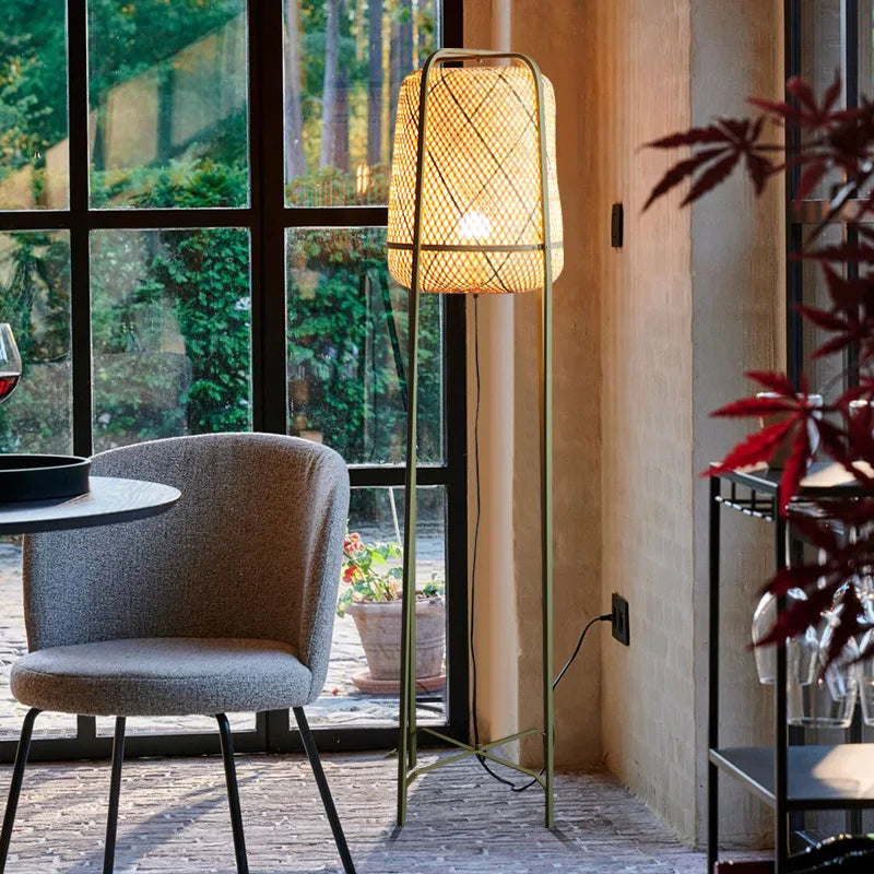 Modern Bamboo Weaving Floor Lamp