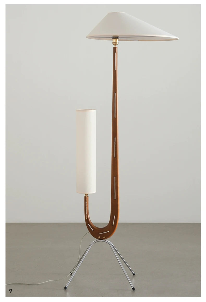 Nordic Wabi Sabi Solid Wood Fabric Led Floor Lamp
