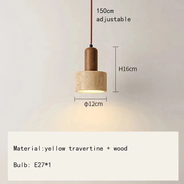 Natural Stone Pendant Light Dark Wood E27 G9 Bulb