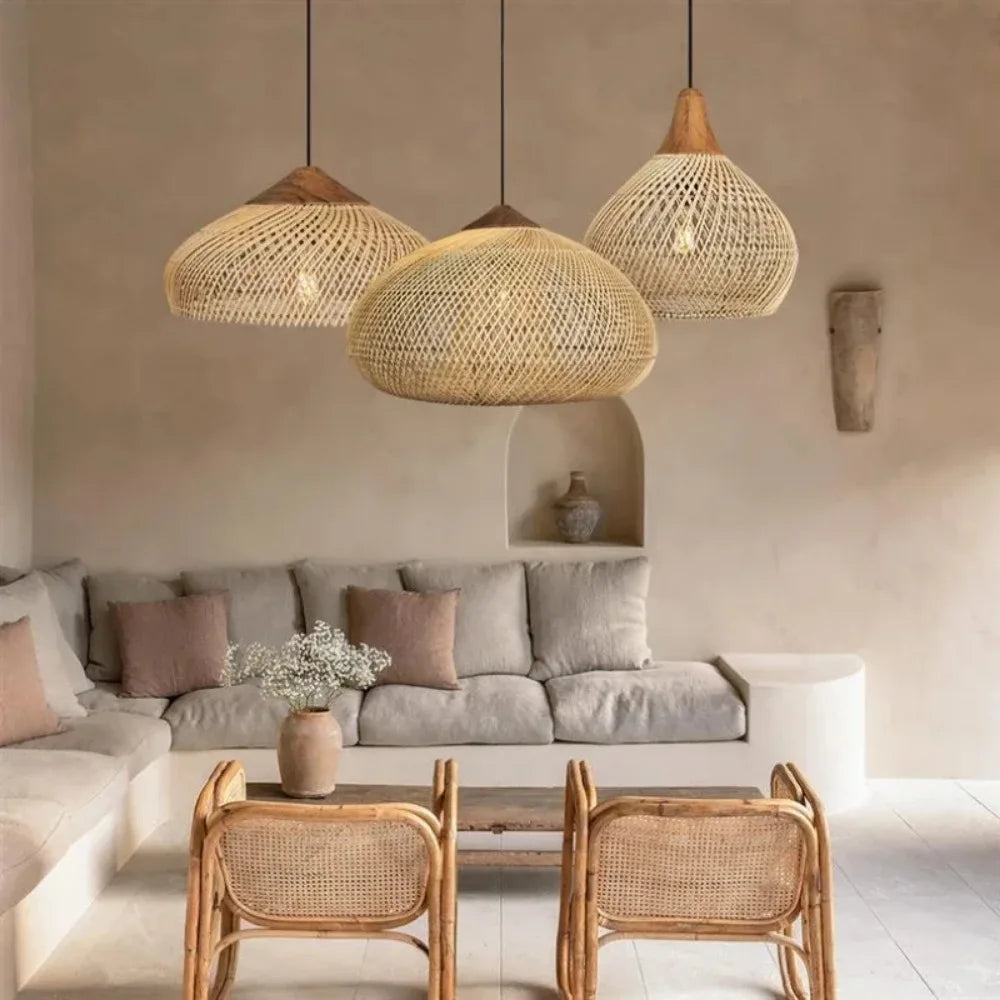 Handmade Rattan Black Pendant Light