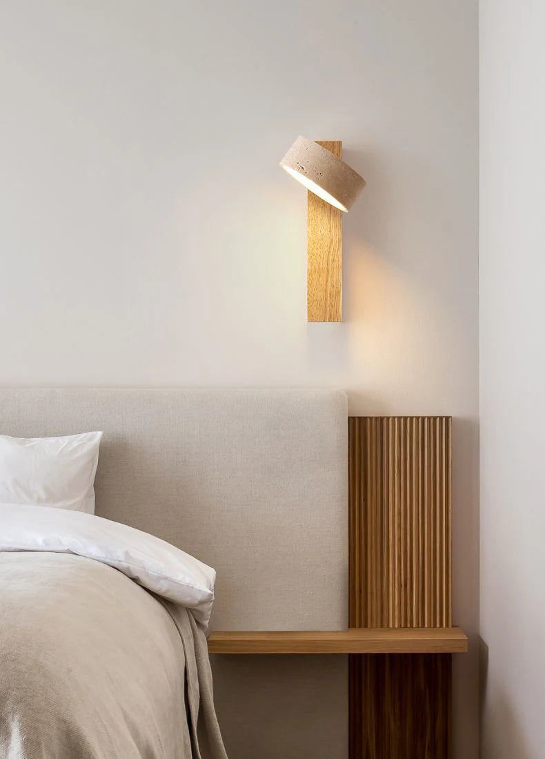 Modern Fashion Stone Wood Rotatable Led Decor Wall Lamp