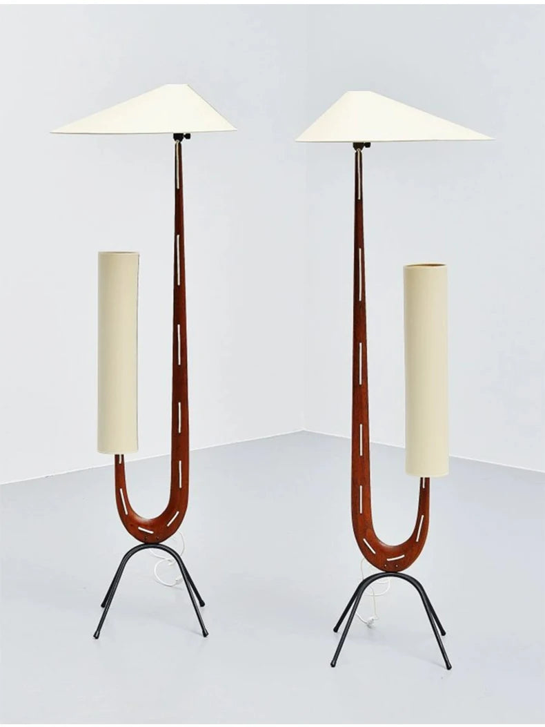 Nordic Wabi Sabi Solid Wood Fabric Led Floor Lamp