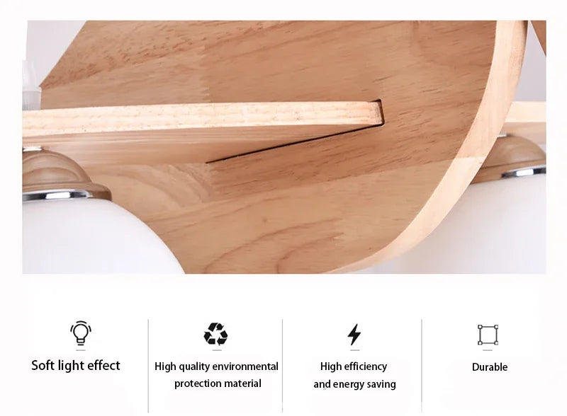 Kids Room Nordic Solid Wood Plane Chandelier