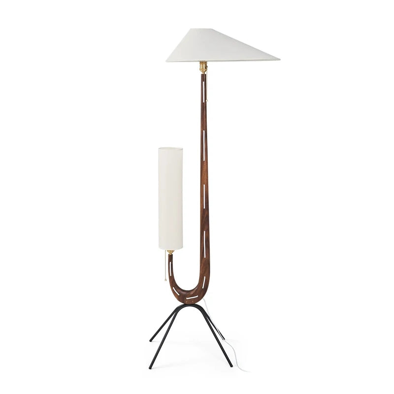 Nordic Wabi Sabi Solid Wood Fabric Led Floor Lamp