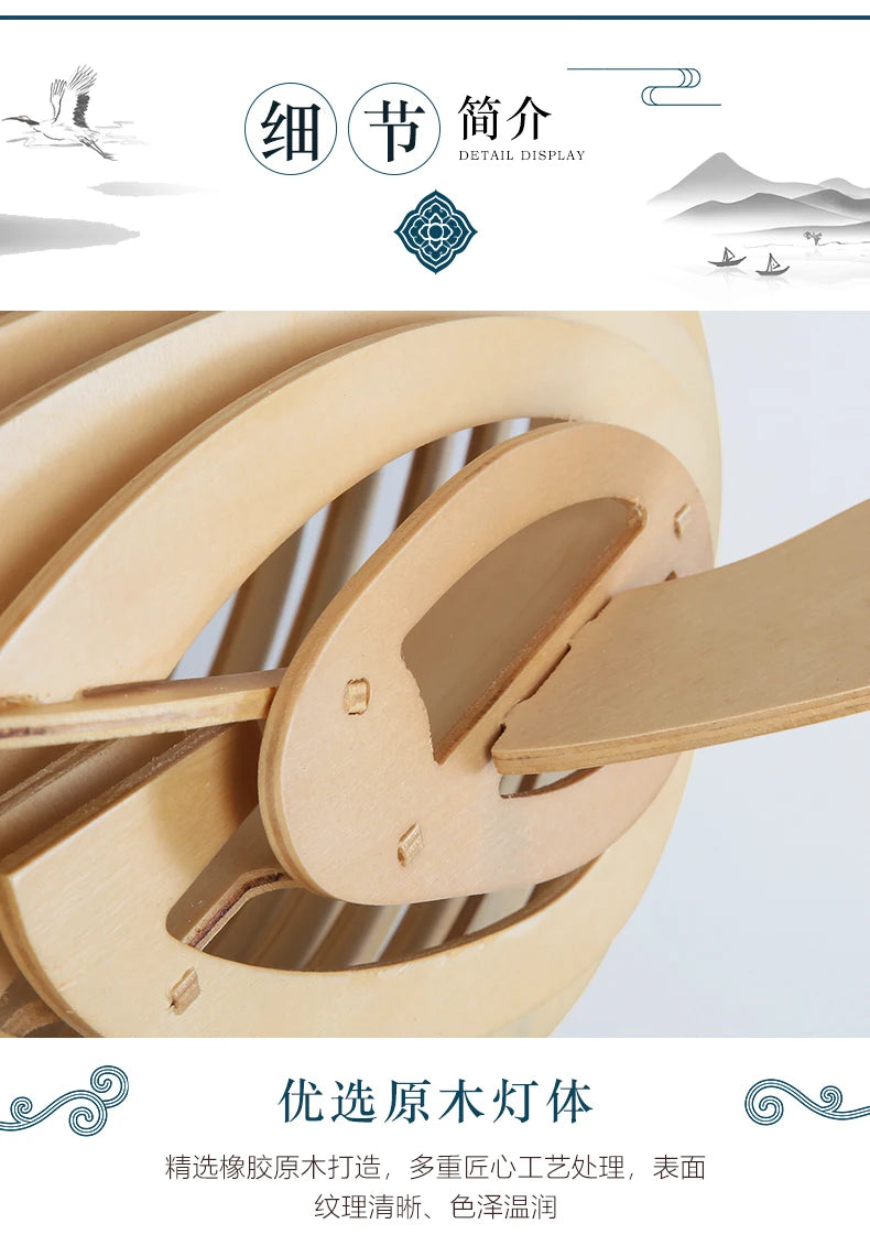 Wooden Art Fish E27 Led Pendant Light