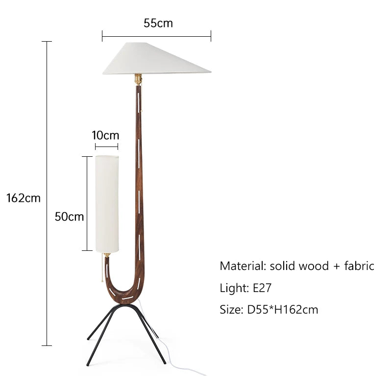Nordic Wabi Sabi Solid Wood Fabric Led Floor Lamp