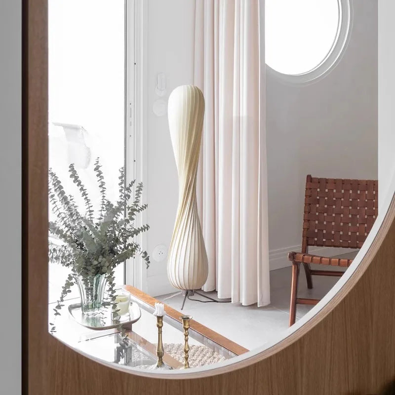 Wooden kilim arc shade Stand Floor lamp