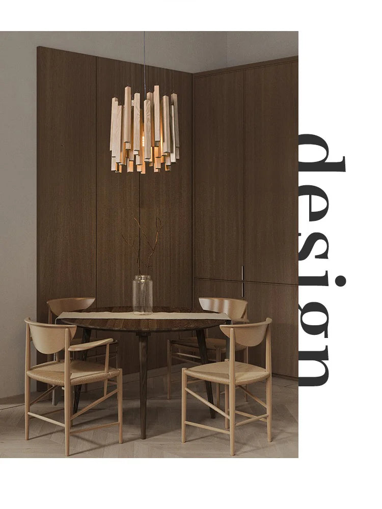 Retro Wooden Hanging Chandelier Light
