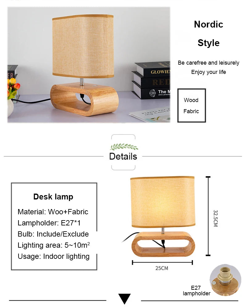 Wooden Table Lamp For Bedroom