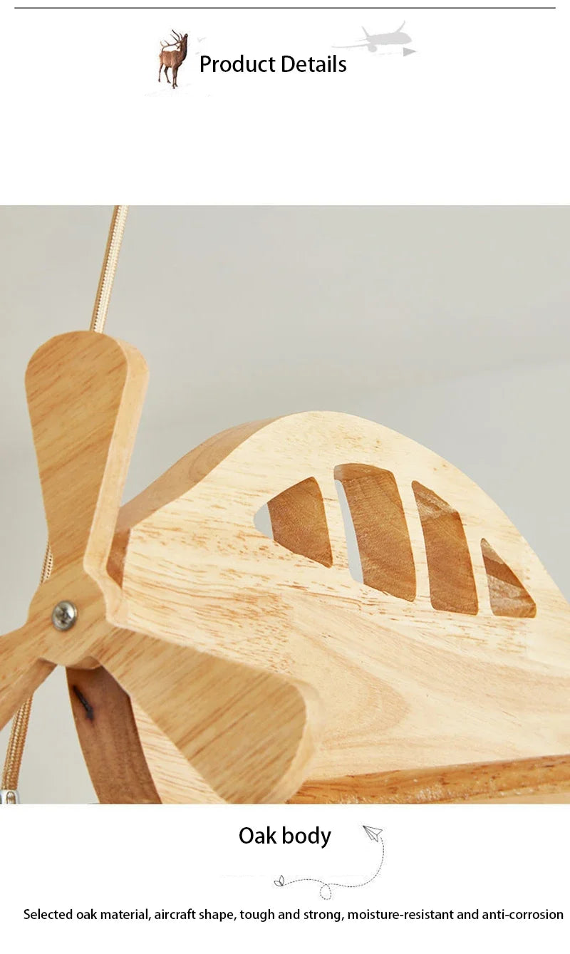 Kids Room Nordic Solid Wood Plane Chandelier