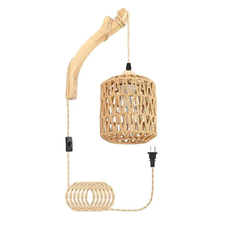 Led Rattan Wall Lamp Bedroom Living Room