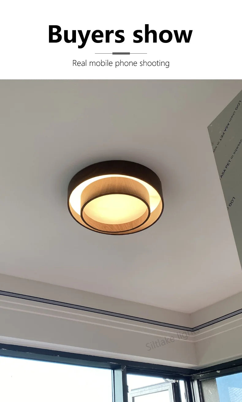 Bedroom ceiling lamp walnut color