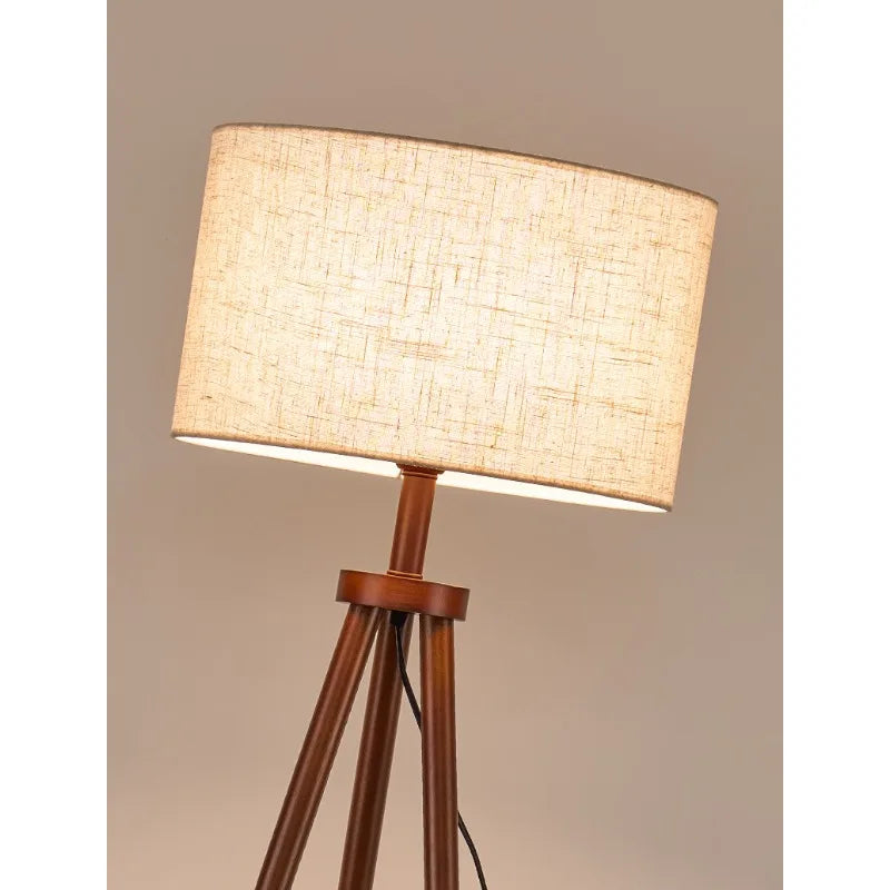 Tripod Design Wood E27 Led Floor Lamp