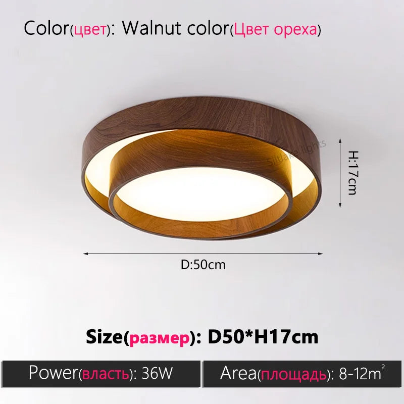 Bedroom ceiling lamp walnut color