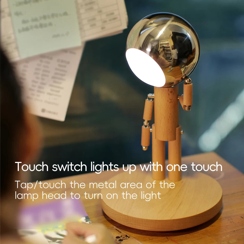 Moon Penalty Station Table Lamp Wood Robot Desk Lamp