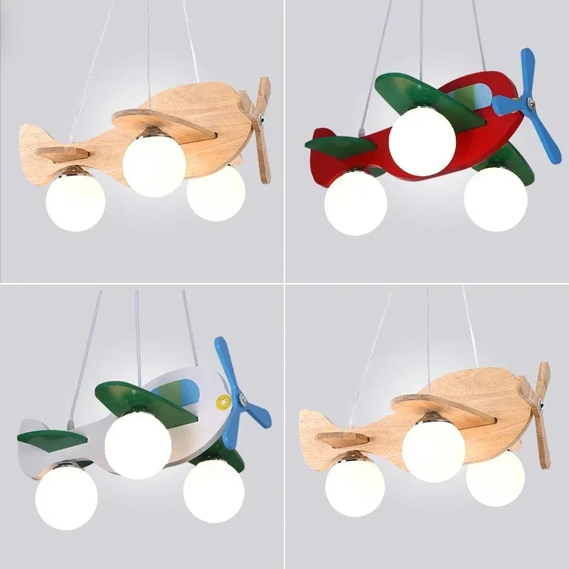 Kids Room Nordic Solid Wood Plane Chandelier
