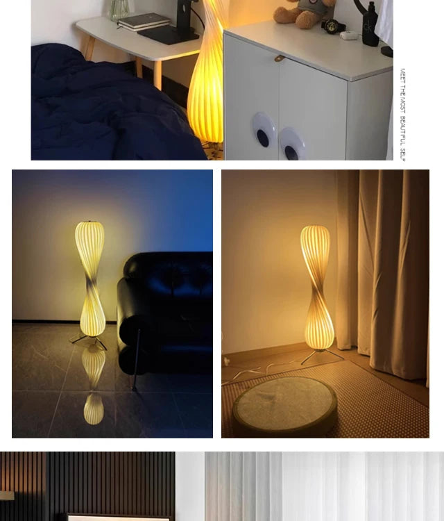 Wooden kilim arc shade Stand Floor lamp