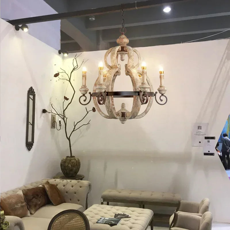 Nordic Creative Solid Wood Retro Rural Style Pendant Lamp