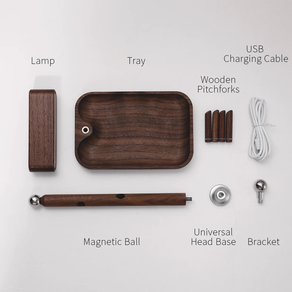 Nordic Wood LED Desk Lamp Branches Storage