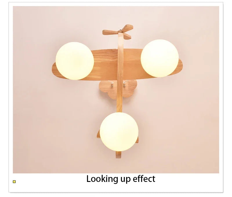 Kids Room Nordic Solid Wood Plane Chandelier