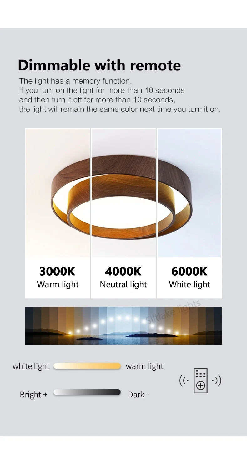 Bedroom ceiling lamp walnut color
