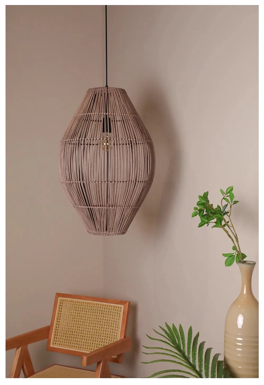 Vintage Handmade Rattan Led Chandelier Lantern Bamboo lamp