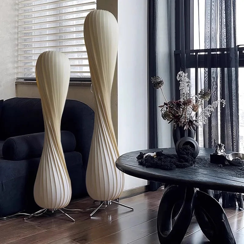 Wooden kilim arc shade Stand Floor lamp