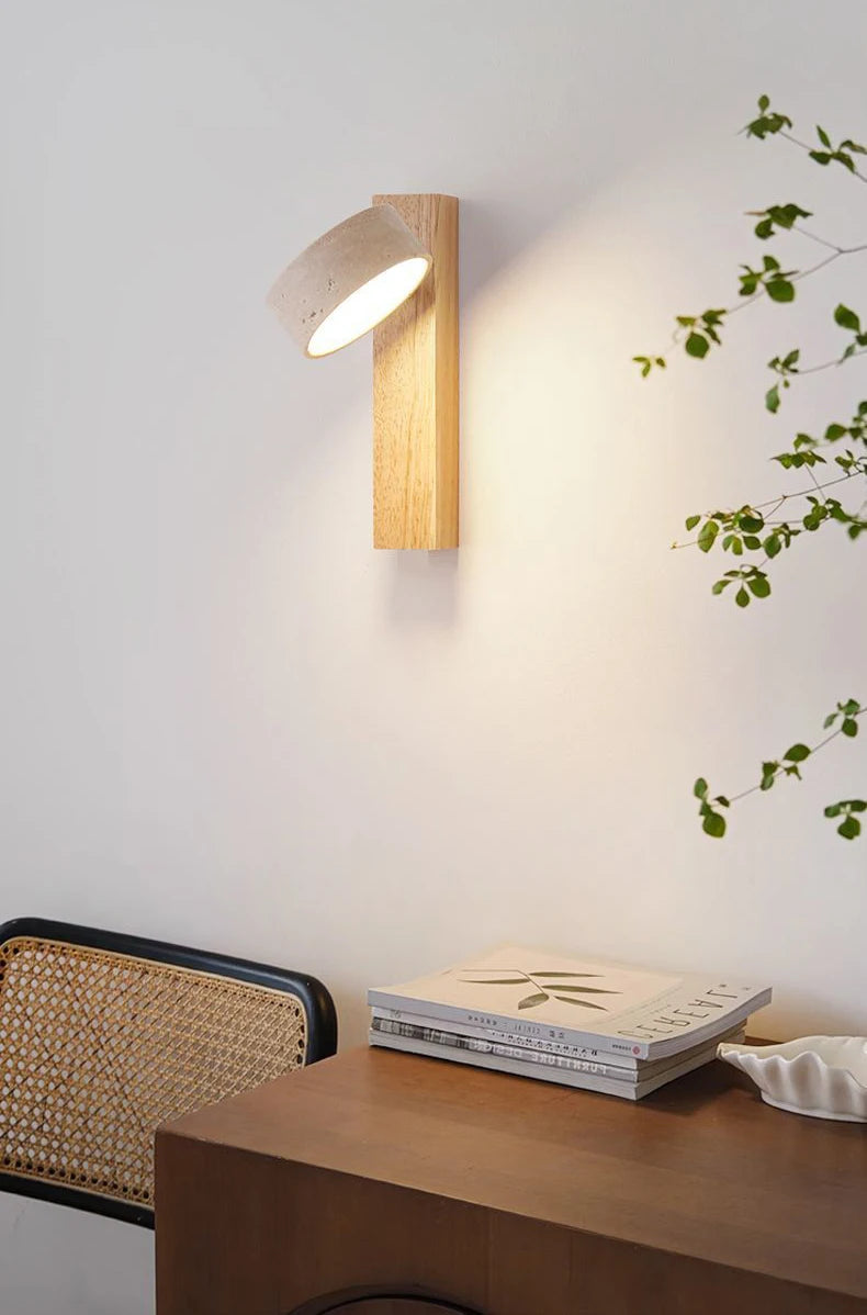 Modern Fashion Stone Wood Rotatable Led Decor Wall Lamp
