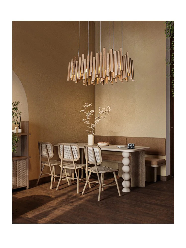 Retro Wooden Hanging Chandelier Light