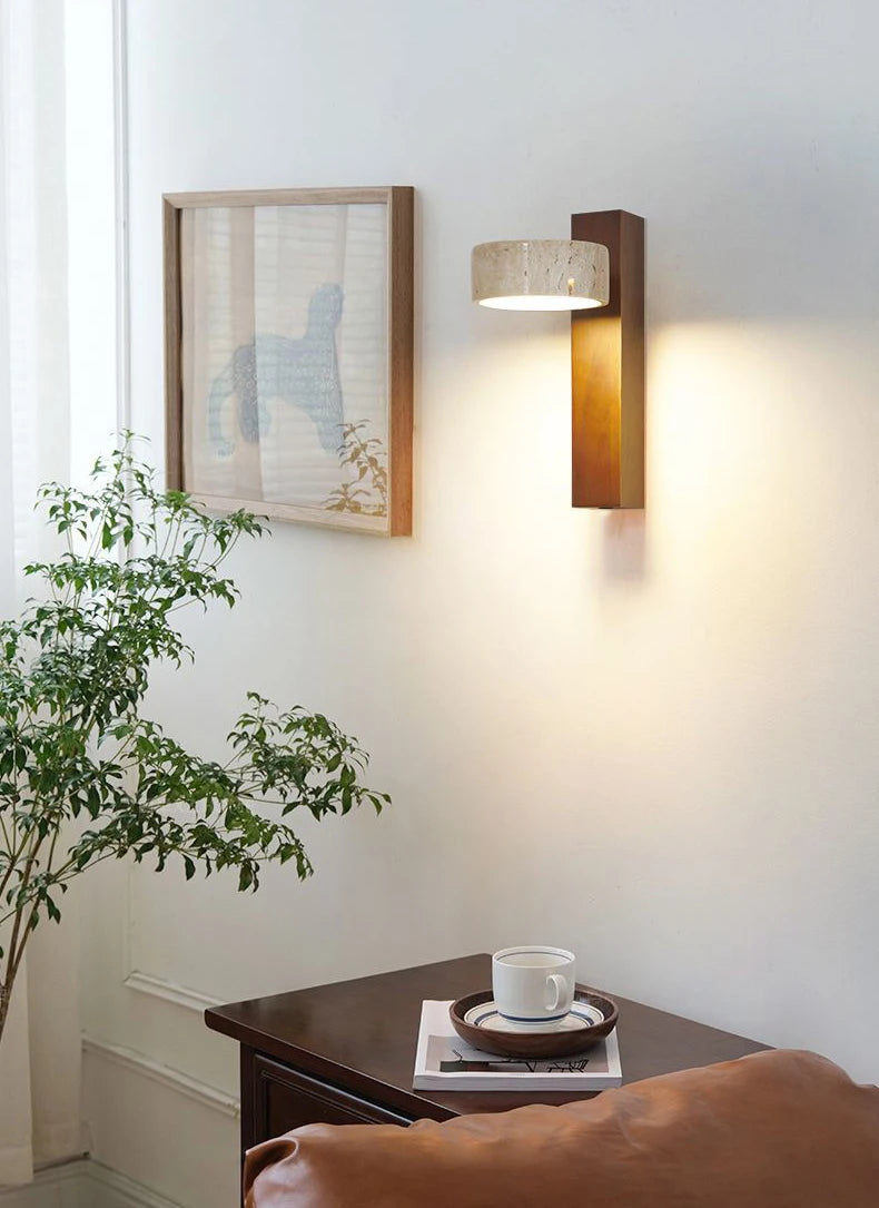 Modern Fashion Stone Wood Rotatable Led Decor Wall Lamp