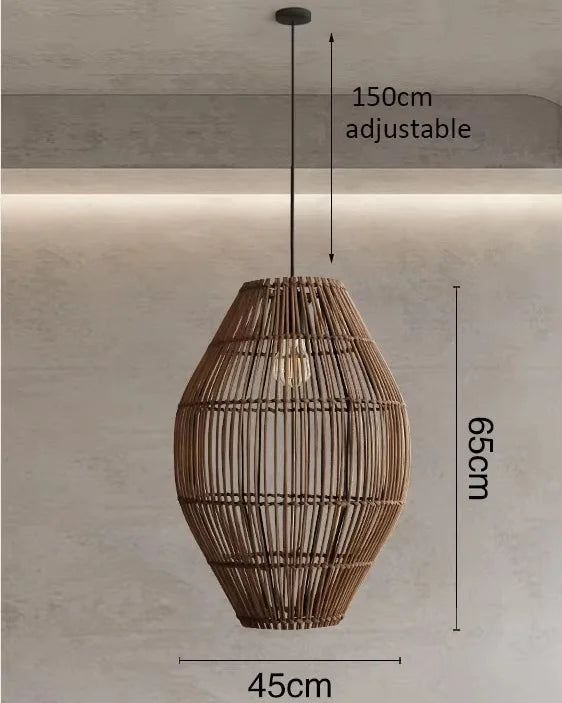 Vintage Handmade Rattan Led Chandelier Lantern Bamboo lamp
