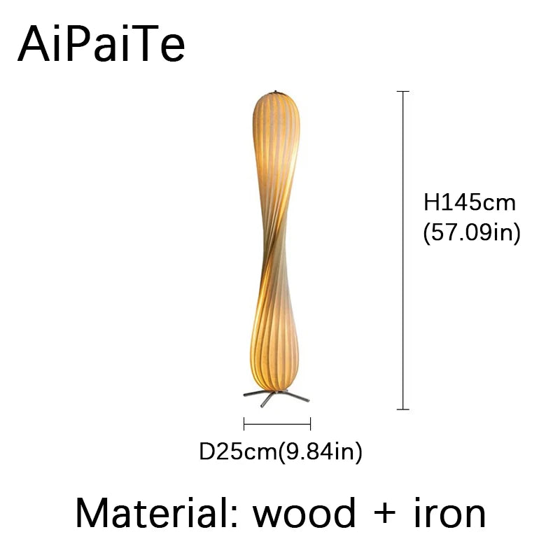 Wooden kilim arc shade Stand Floor lamp