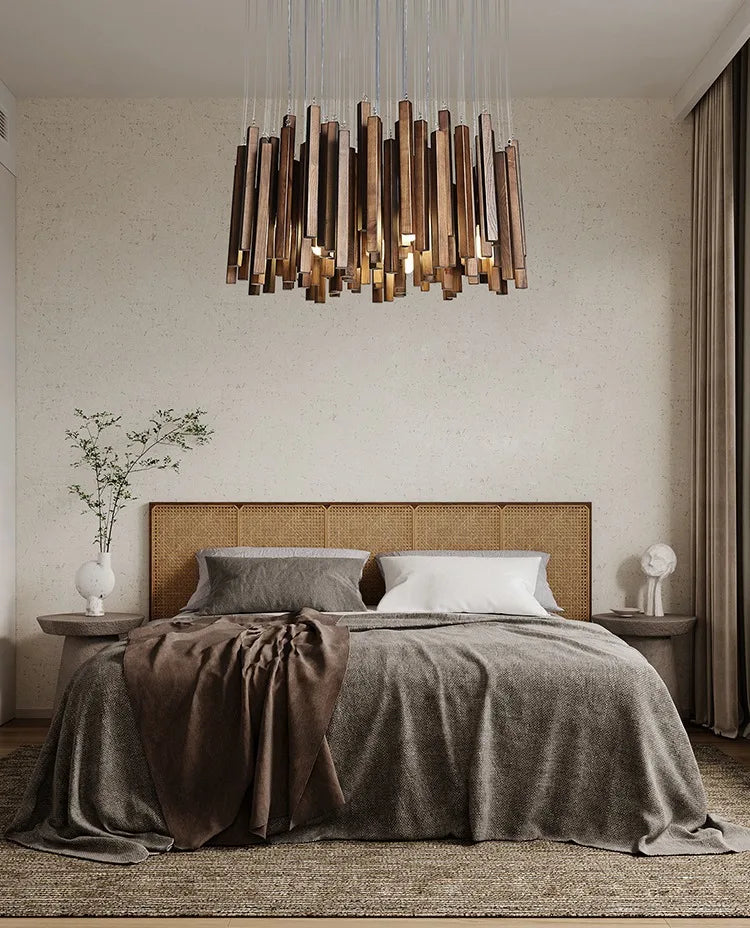 Retro Wooden Hanging Chandelier Light