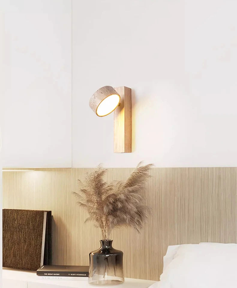 Modern Fashion Stone Wood Rotatable Led Decor Wall Lamp