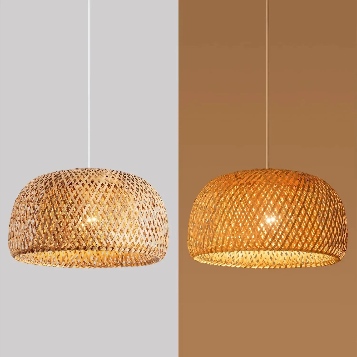 Bamboo Lantern Pendant Lamp Natural Rattan