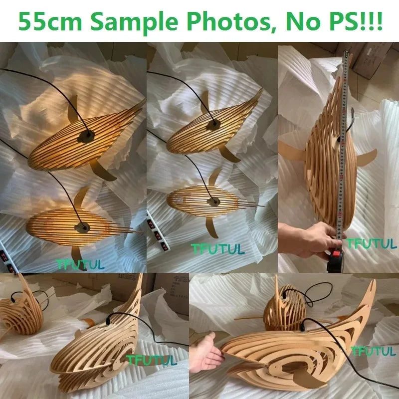 Wooden Art Fish E27 Led Pendant Light