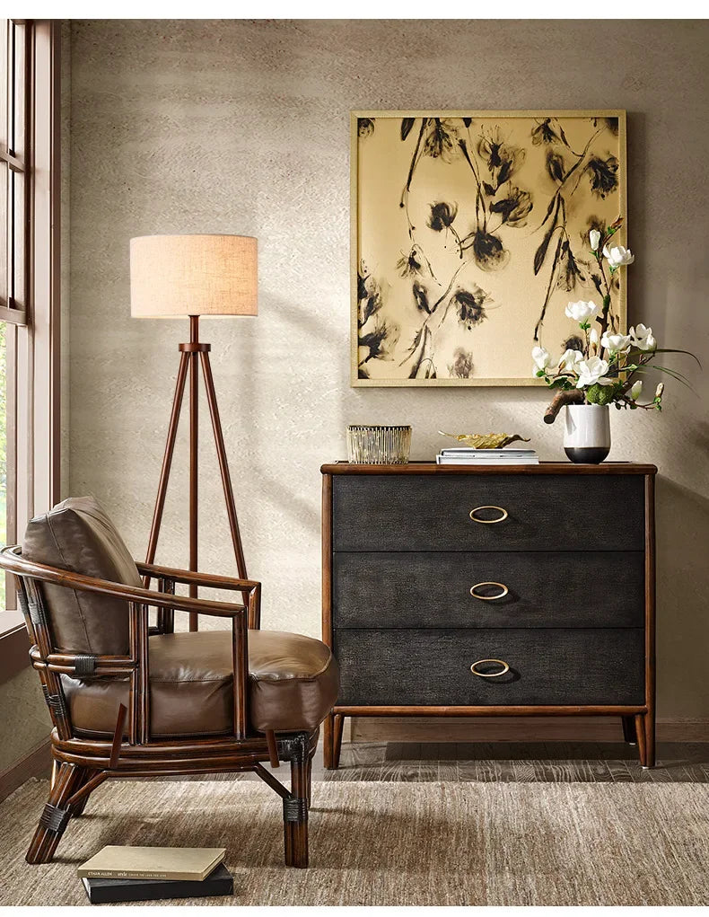 Tripod Design Wood E27 Led Floor Lamp