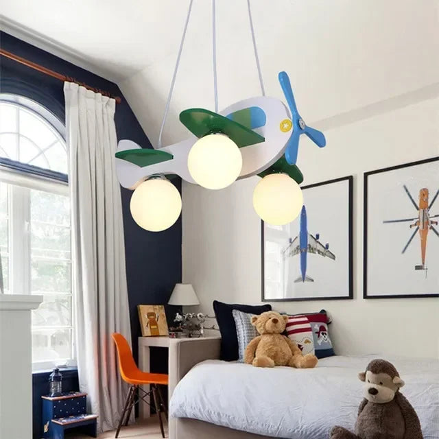 Kids Room Nordic Solid Wood Plane Chandelier
