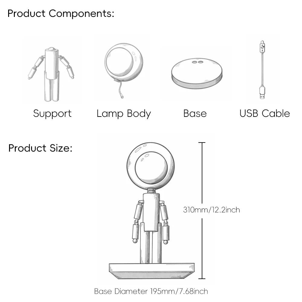 Moon Penalty Station Table Lamp Wood Robot Desk Lamp
