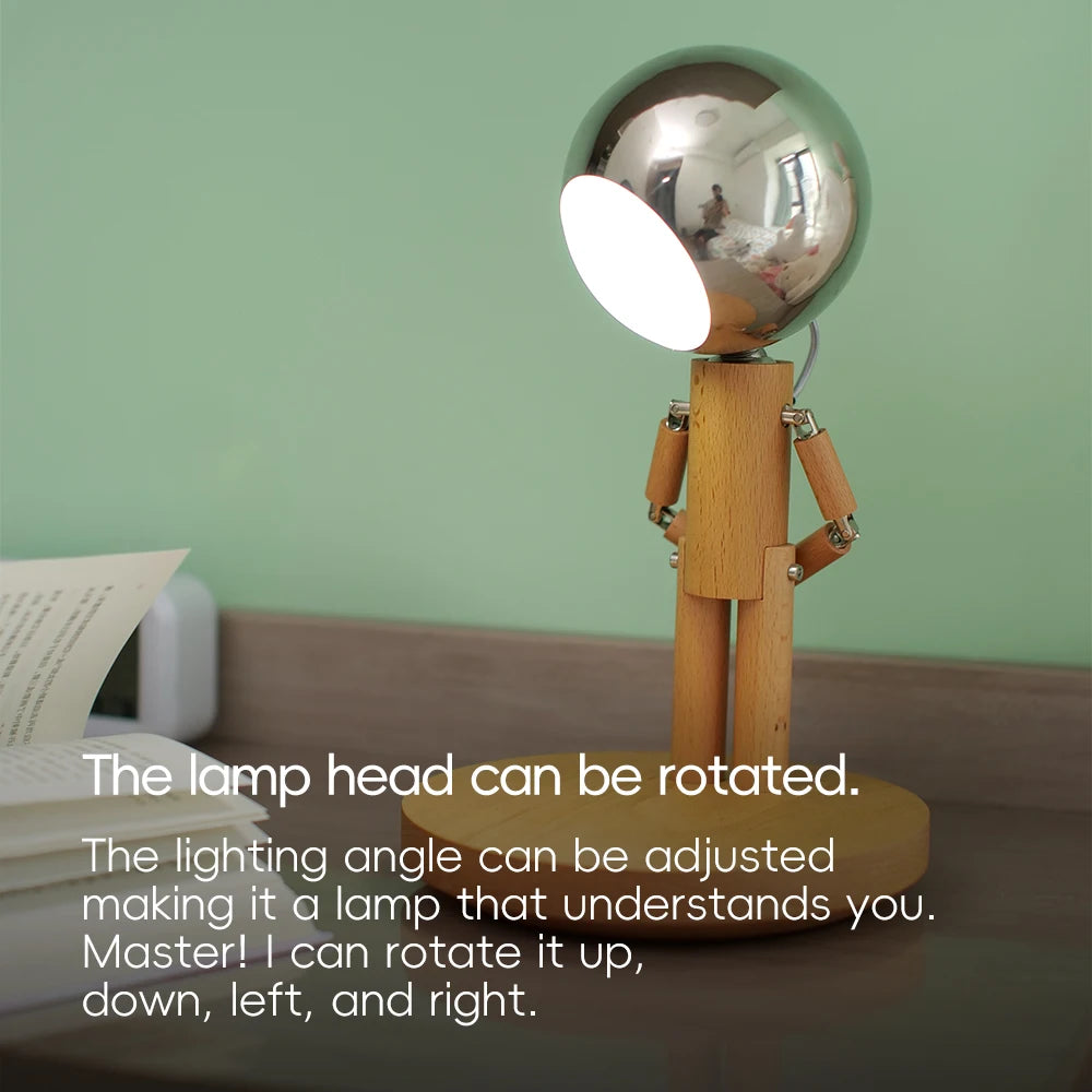 Moon Penalty Station Table Lamp Wood Robot Desk Lamp