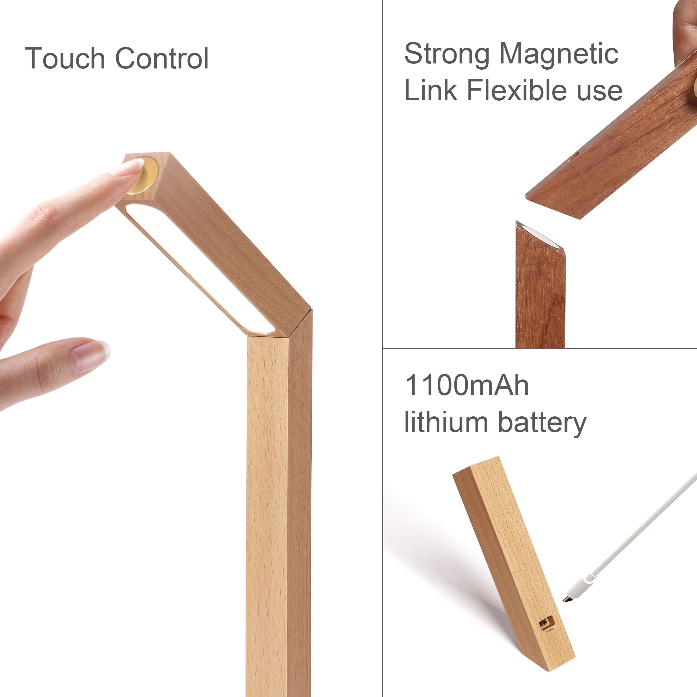 Wooden Table Lamp Bedroom Rotating Bedside Lamp