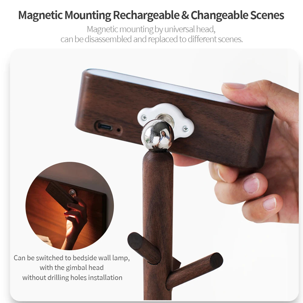 Nordic Wood LED Desk Lamp Branches Storage