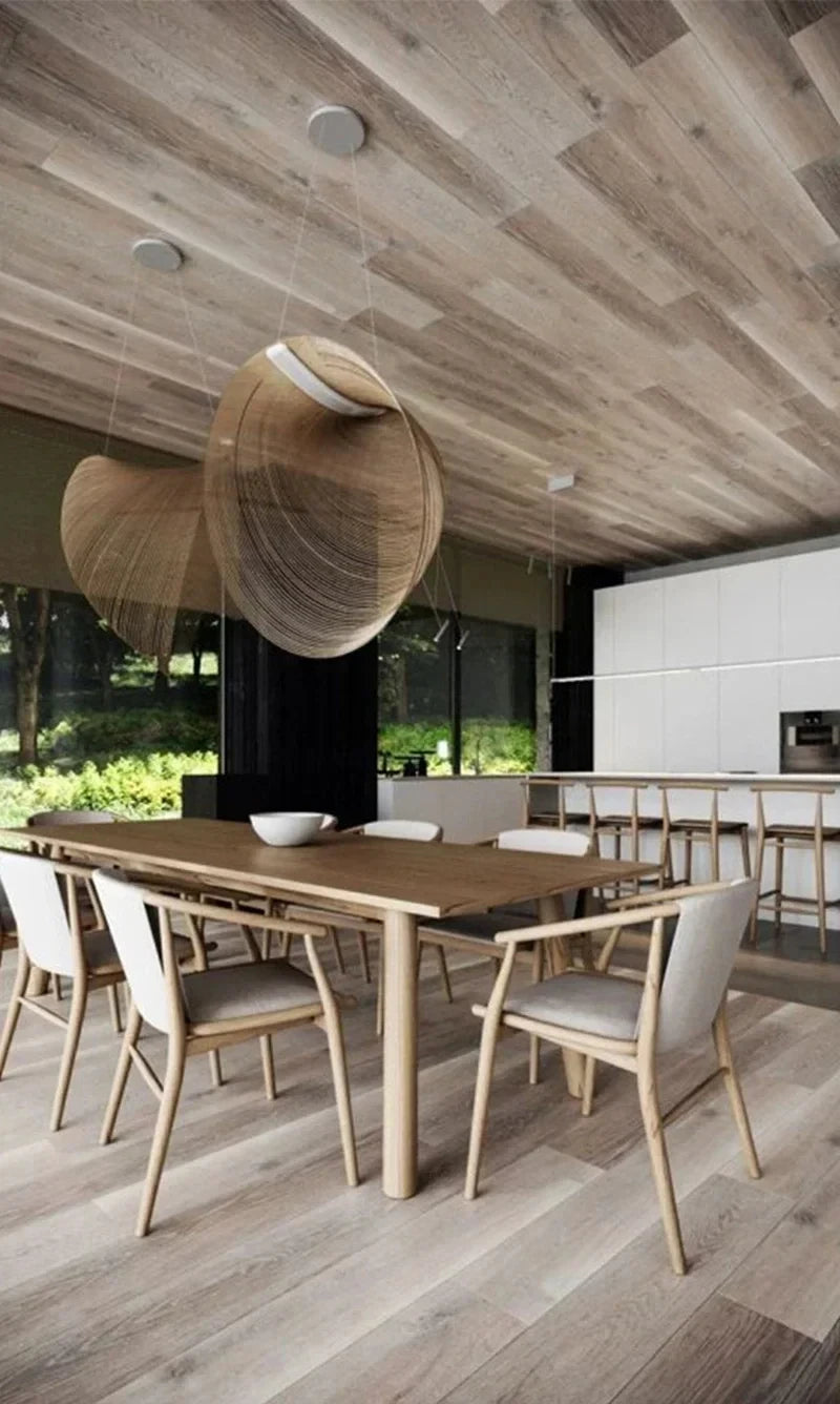 Birch Wood LED Pendant Light Nordic Designer Pendant Lamp