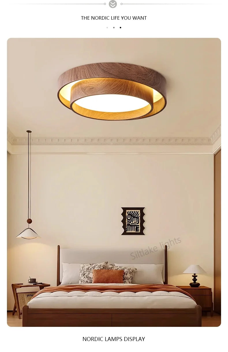 Bedroom ceiling lamp walnut color